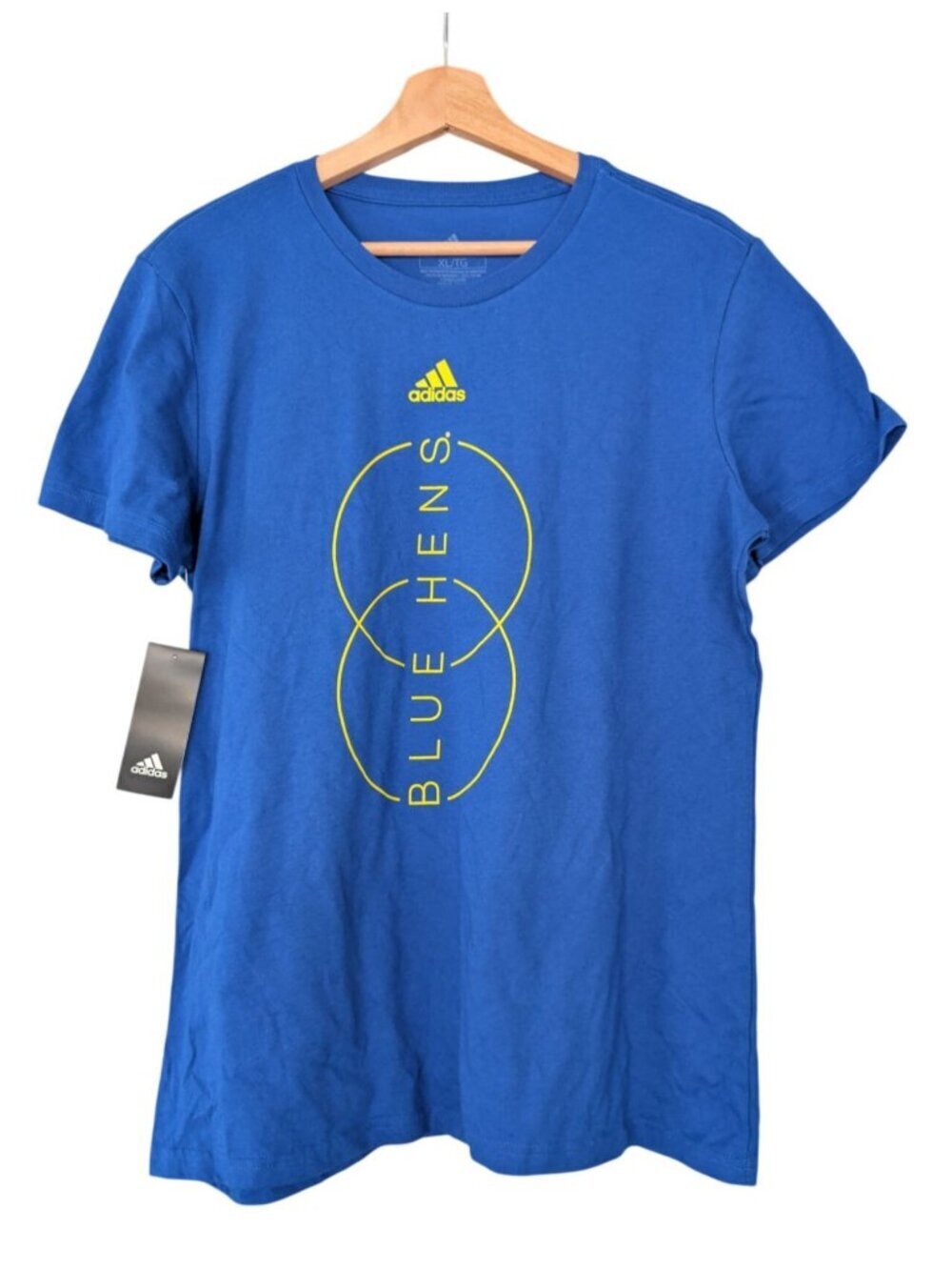 NWT Adidas Womens XL Graphic Tee Blue Hens Delaware Math Venn Diagram Shirt